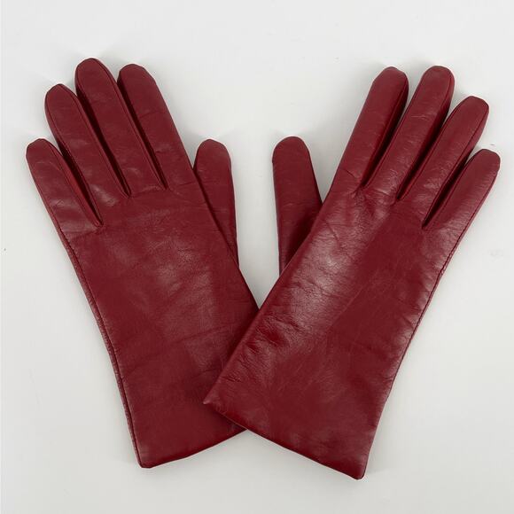 UGG dark red leather gloves cashmere lining - Picture 7 of 7